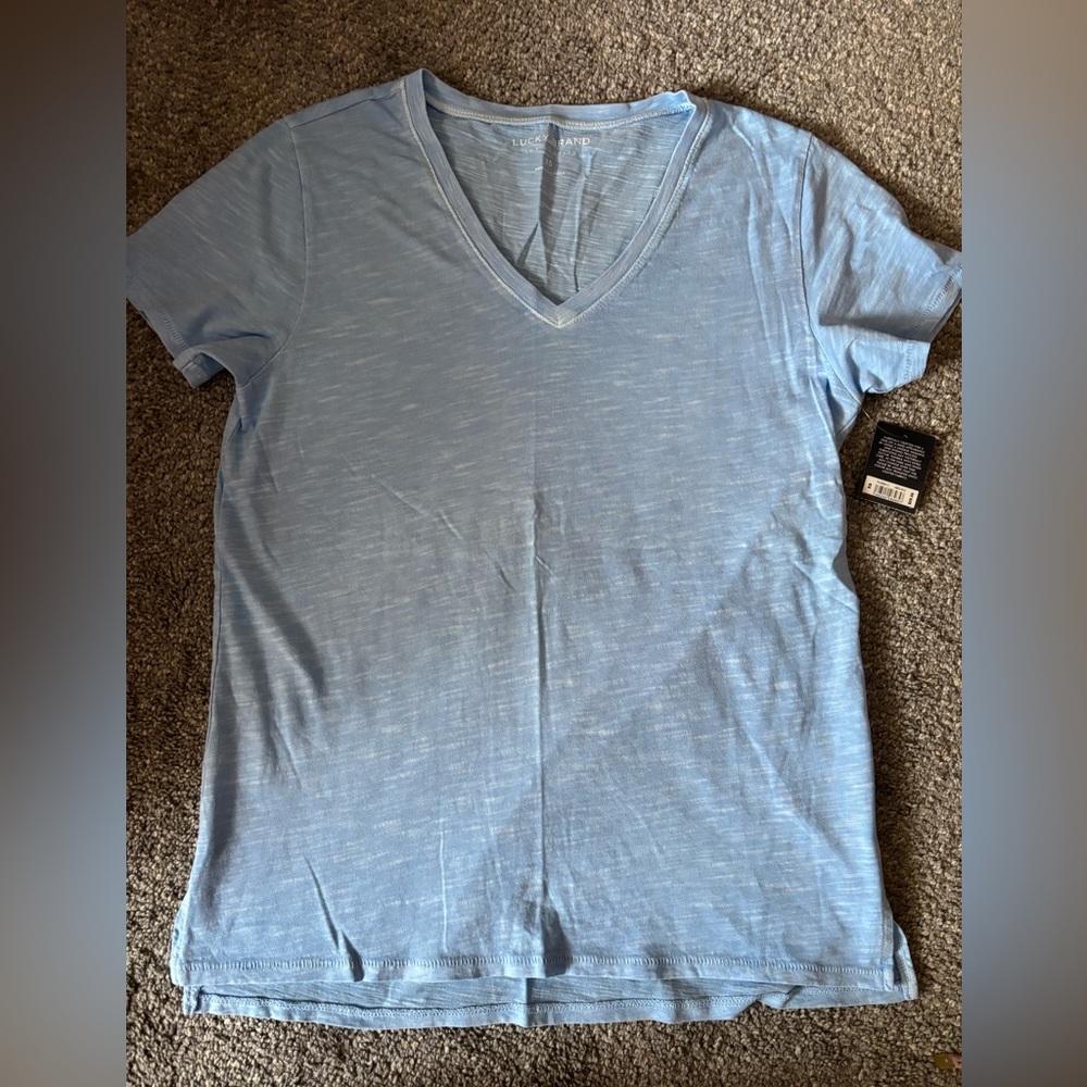 Lucky Brand Sky Blue V-Neck Tee